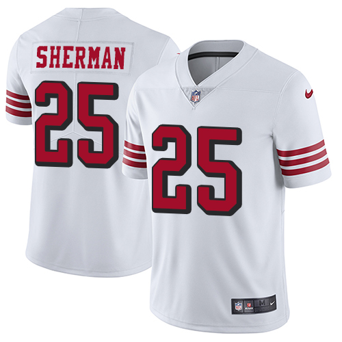 San Francisco 49ers Limited White Men Richard Sherman NFL Jersey #25 Rush Vapor Untouchable->san francisco 49ers->NFL Jersey